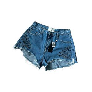 ONE TEASPOON Crystal Rocks Swarovski Collab Denim Shorts Sz 28 NEW